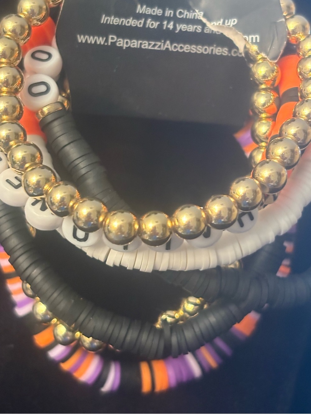 Gold & Black Beaded Bracelet Halloween Set